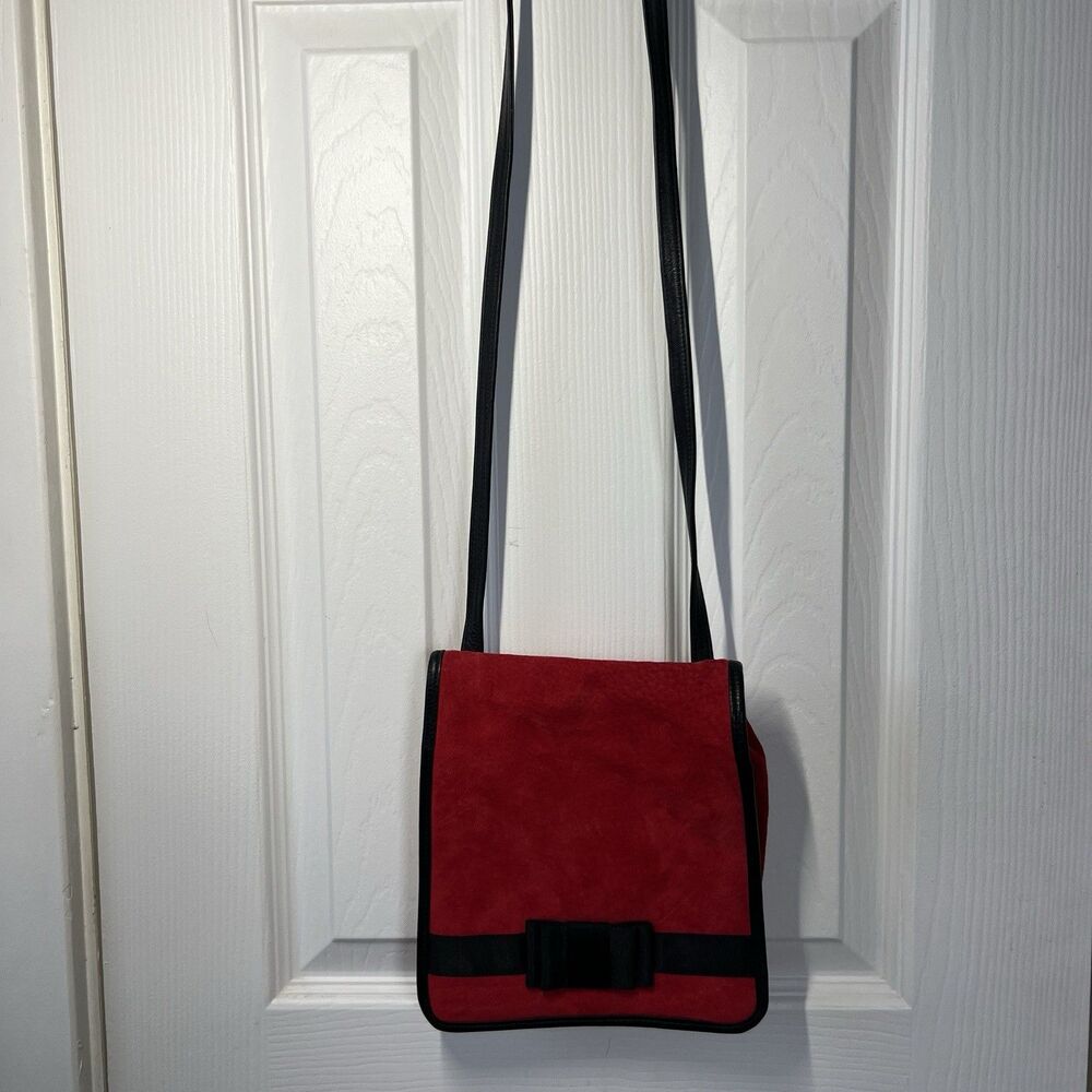 L.J. Simone NY Red Velvet Mini Crossbody Bag Bow Vintage Coquette Evening Purse